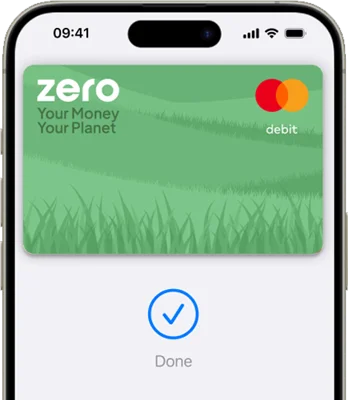 Image of a Zero payment card successfully added to an iPhone